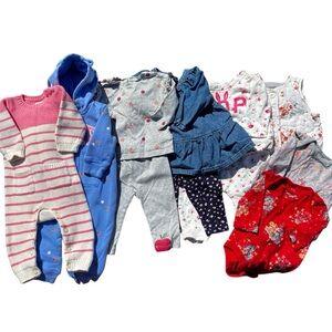 Baby Gap Girls Lot 3-6 Months Outfits Sets Apples Winter Floral Sweater Corduroy
